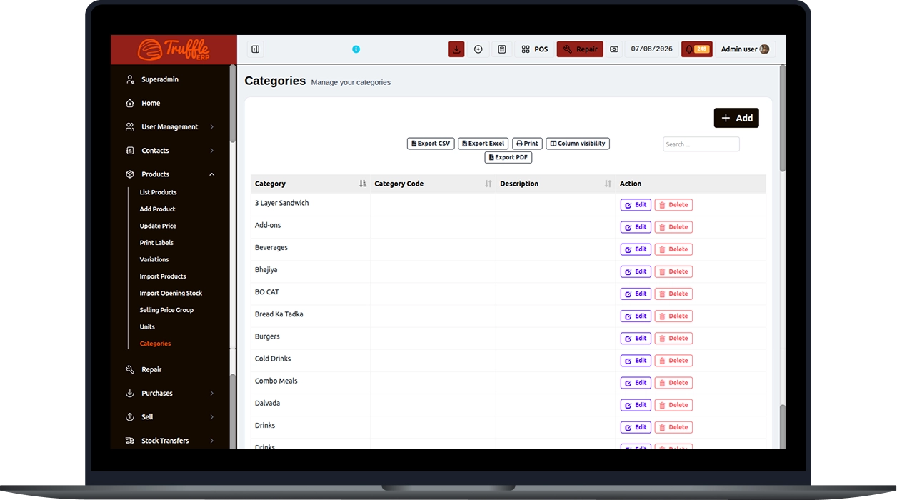 Restaurant ERP Inventory Management System