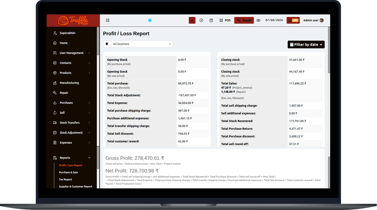 Restaurant ERP Billing and Order Management Screen