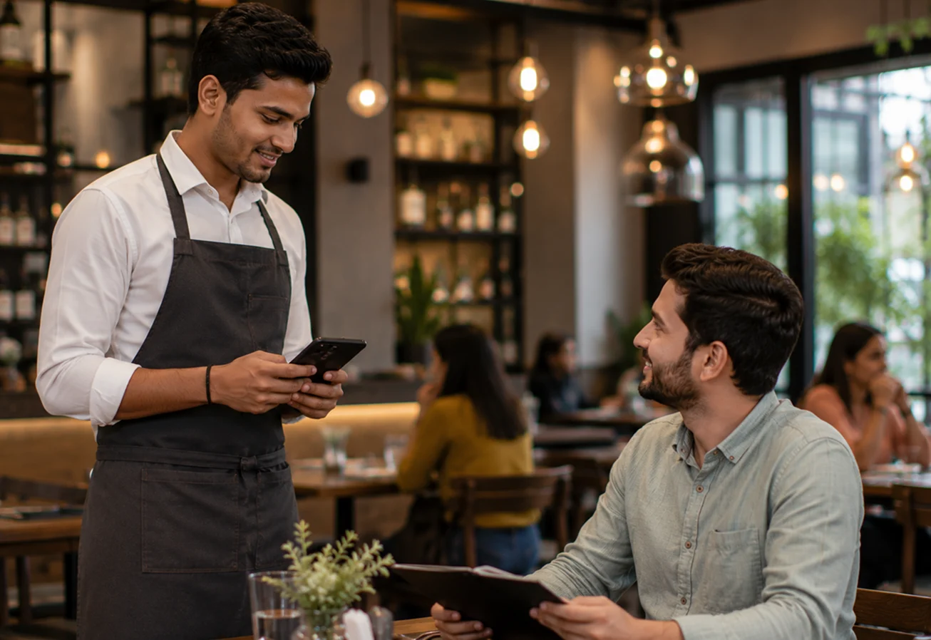 Restaurant captain taking customer order