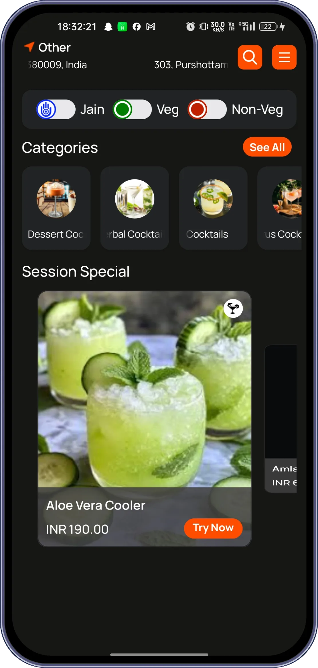 Cocktail menu app