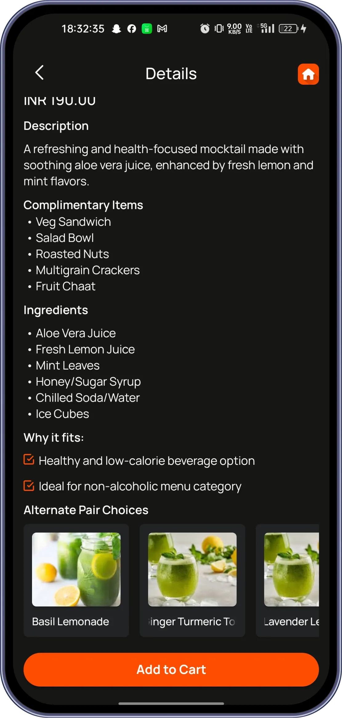 Cocktail checkout screen