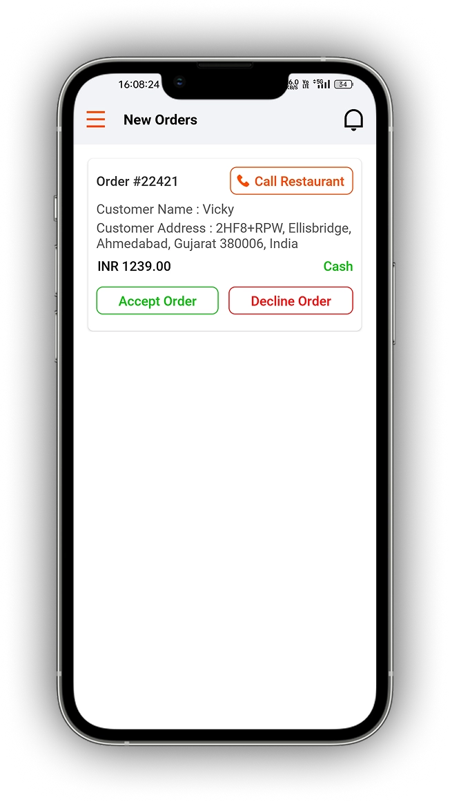 Driver App Order Tracking and Delivery Management Screen