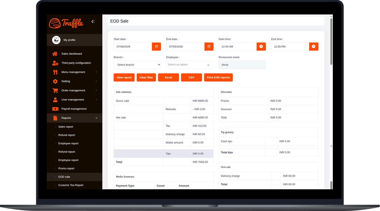 Restaurant menu management