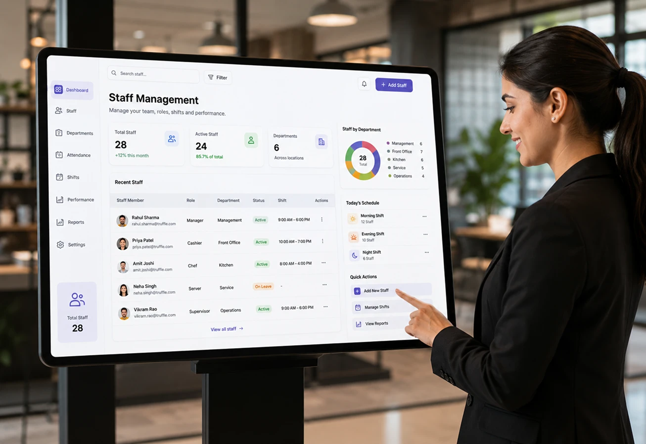 Staff management dashboard features