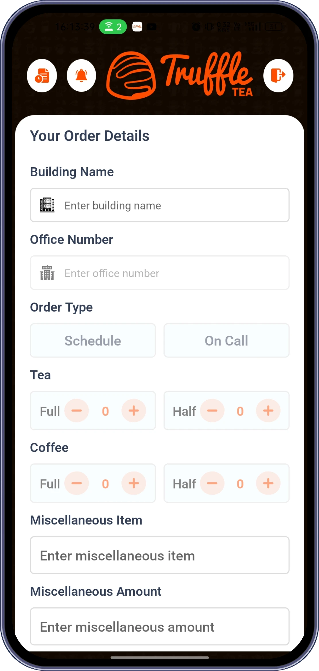 Tea POS Software Order Management Screen